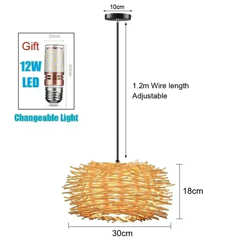 Retro Rattan Pendant Chandelier