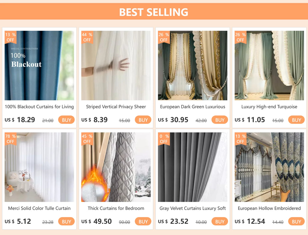 Modern Cotton-Linen Blackout Curtains, 310cm