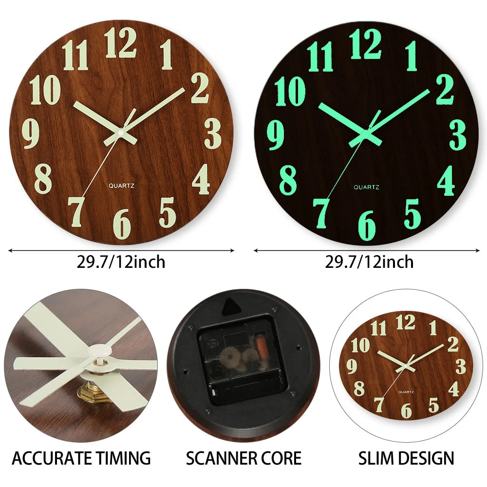 Luminous Wood Wall Clock