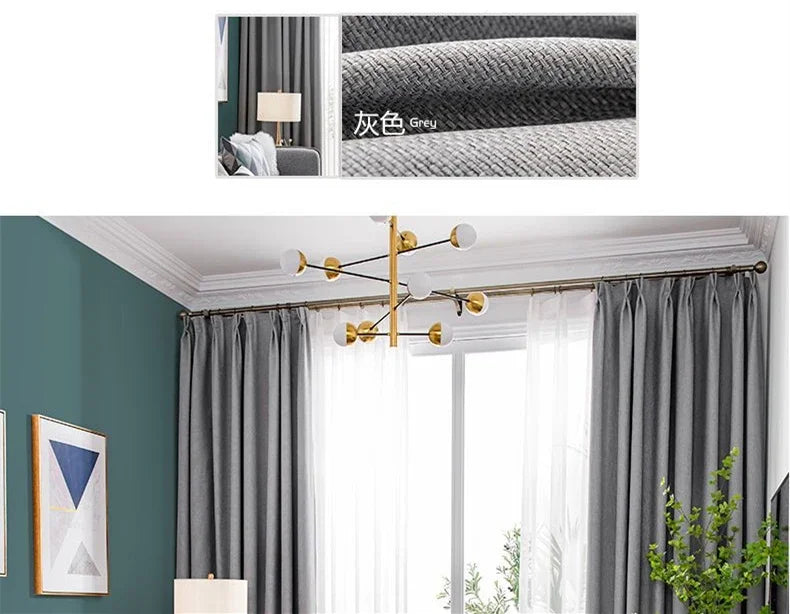 Modern Cotton-Linen Blackout Curtains, 310cm