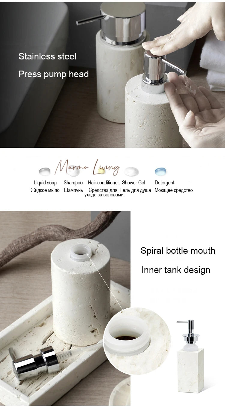 Beige Travertine Bath Set