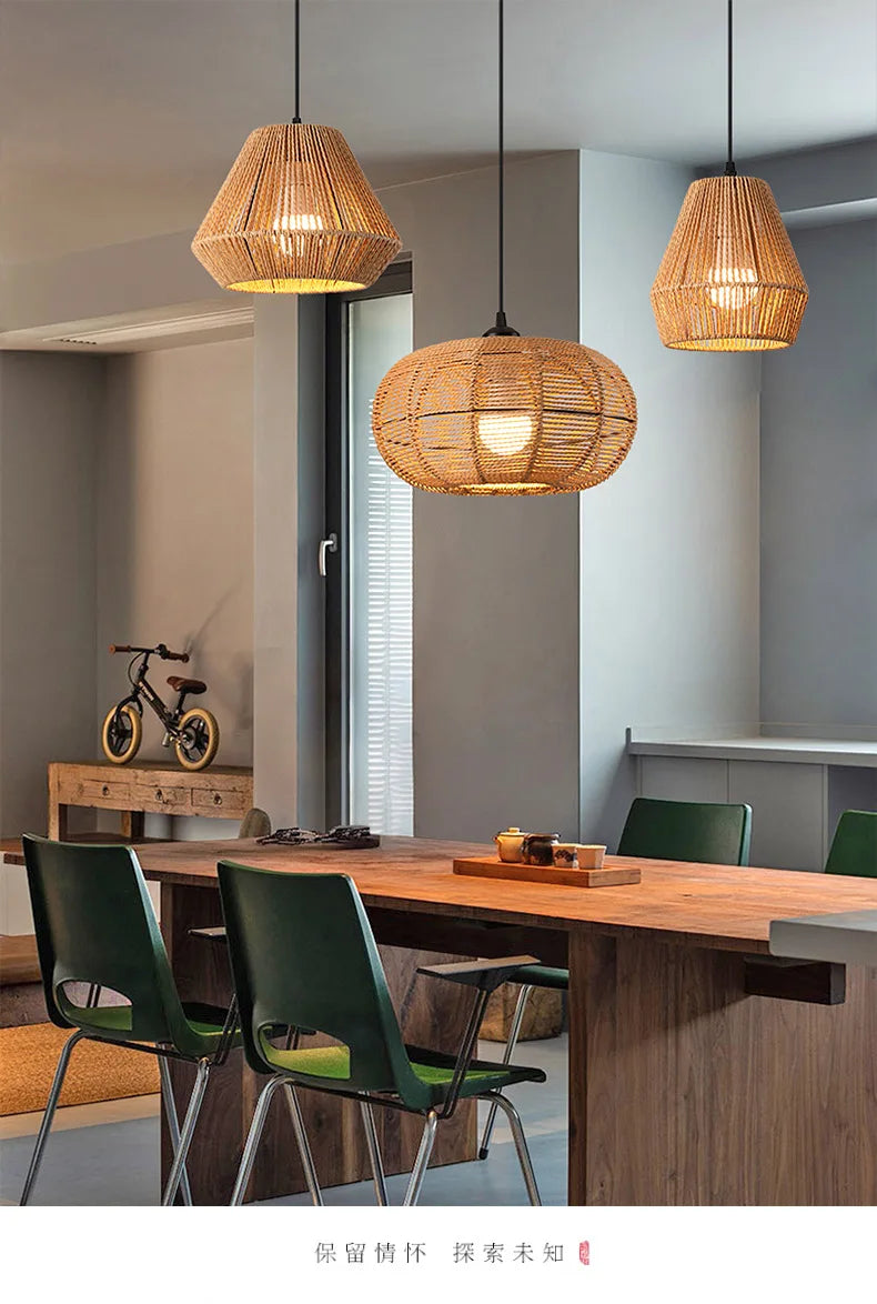 Retro Rattan Pendant Chandelier
