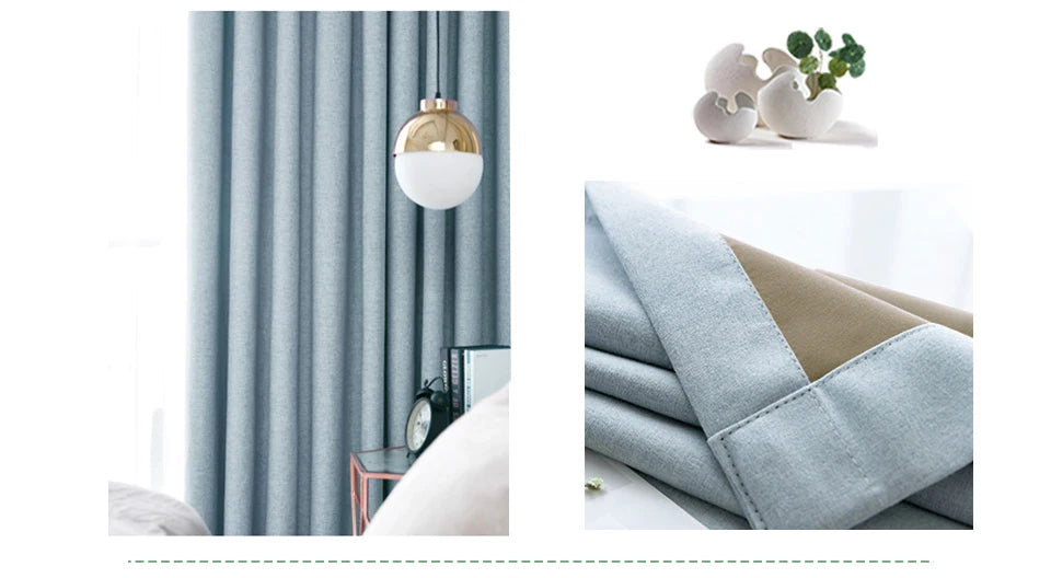 Modern Linen-Blend Blackout Curtains