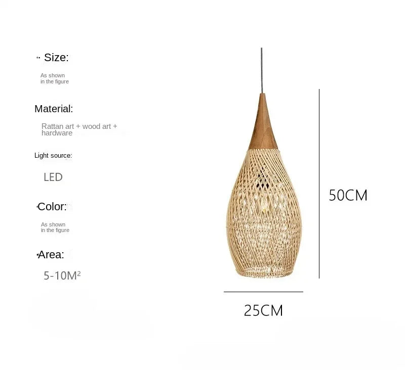 Wabi-Sabi Rattan Pendant Chandelier
