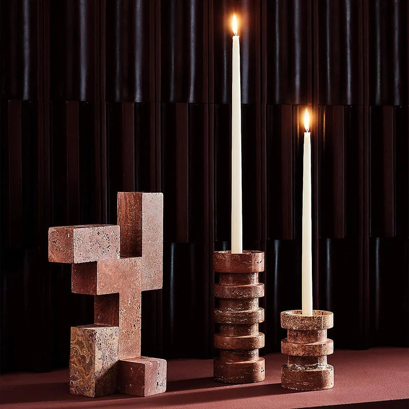 Wabi-Sabi Travertine Candle Holder