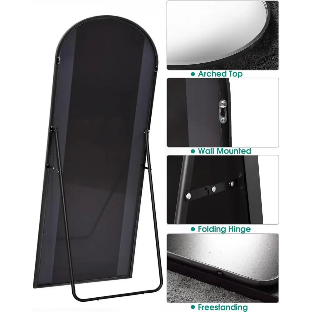 Arched Black Full-Length Wall Mirror