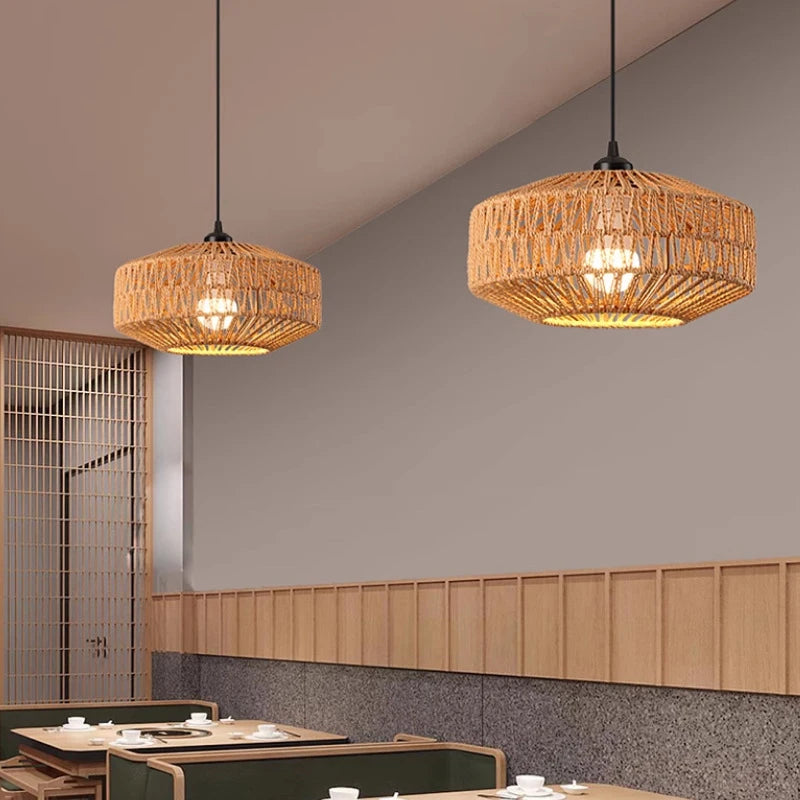 Modern Rattan Pendant Chandelier