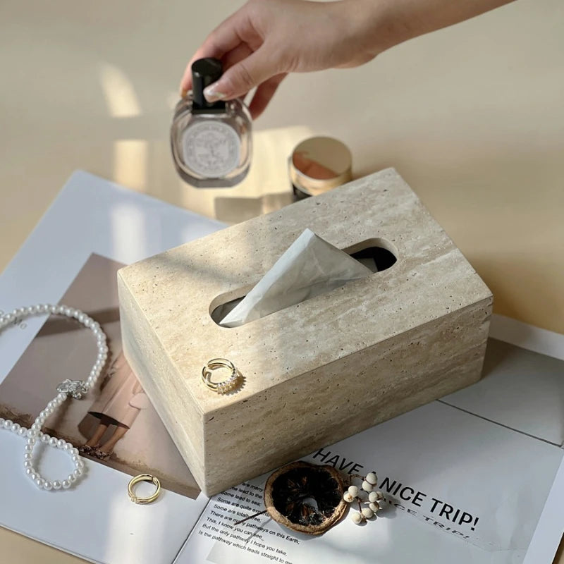 Natural Travertine Tissue Box