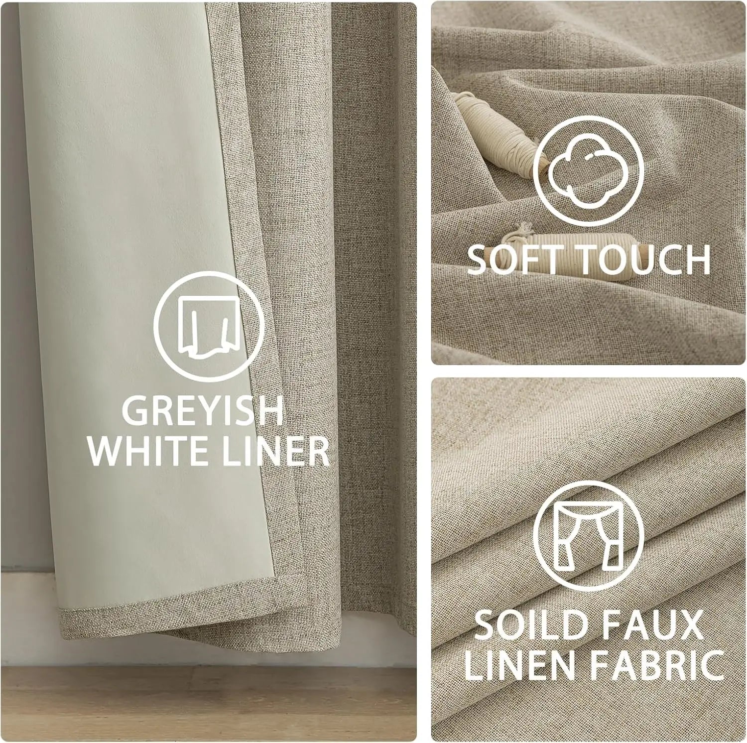 Modern Linen Blackout Curtains, 350cm