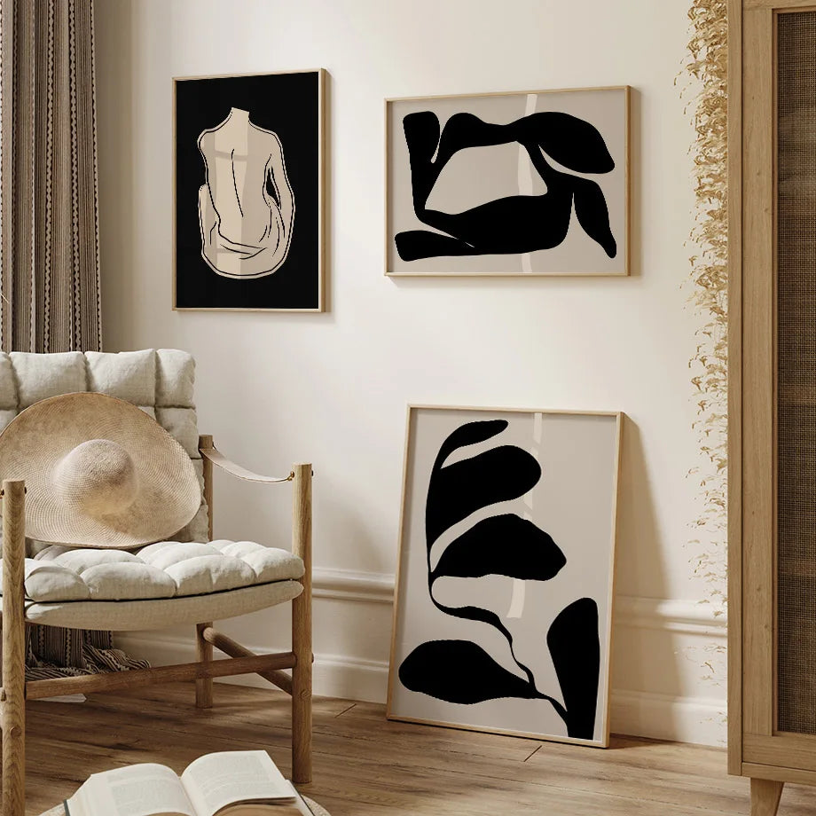 Modern Rectangular Beige Canvas Wall Art