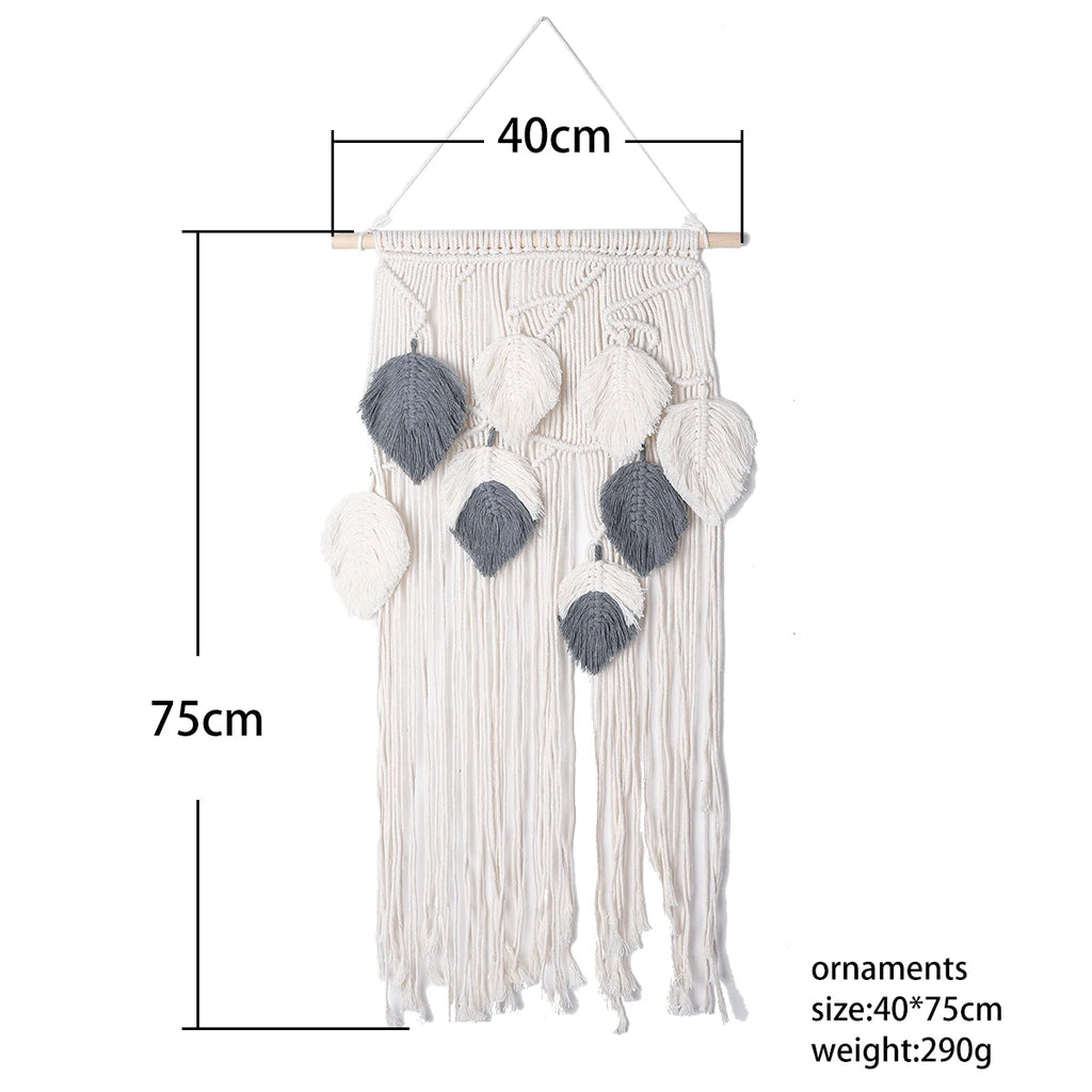 Beaded Leaf Macrame Hanging