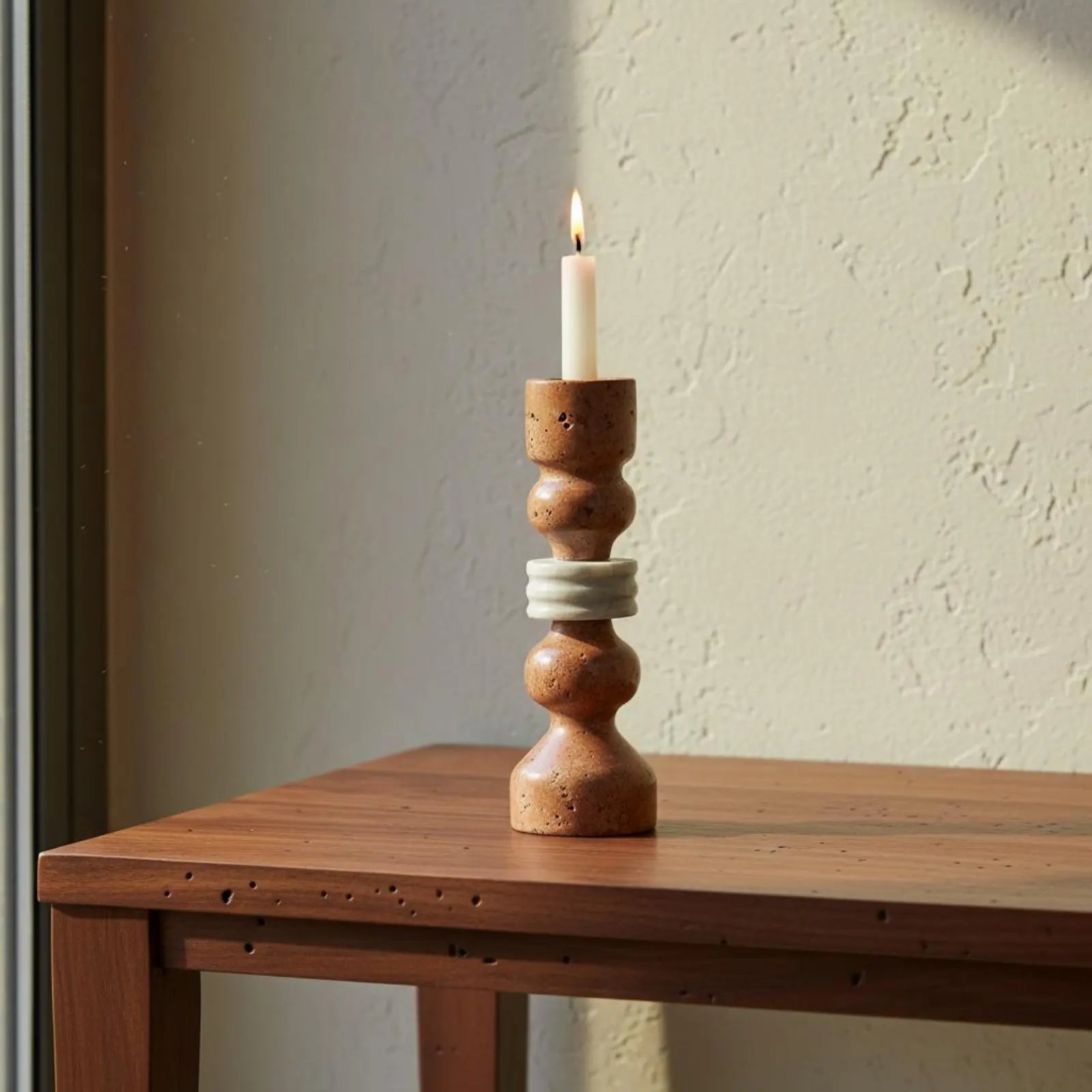 Travertine Candlestick