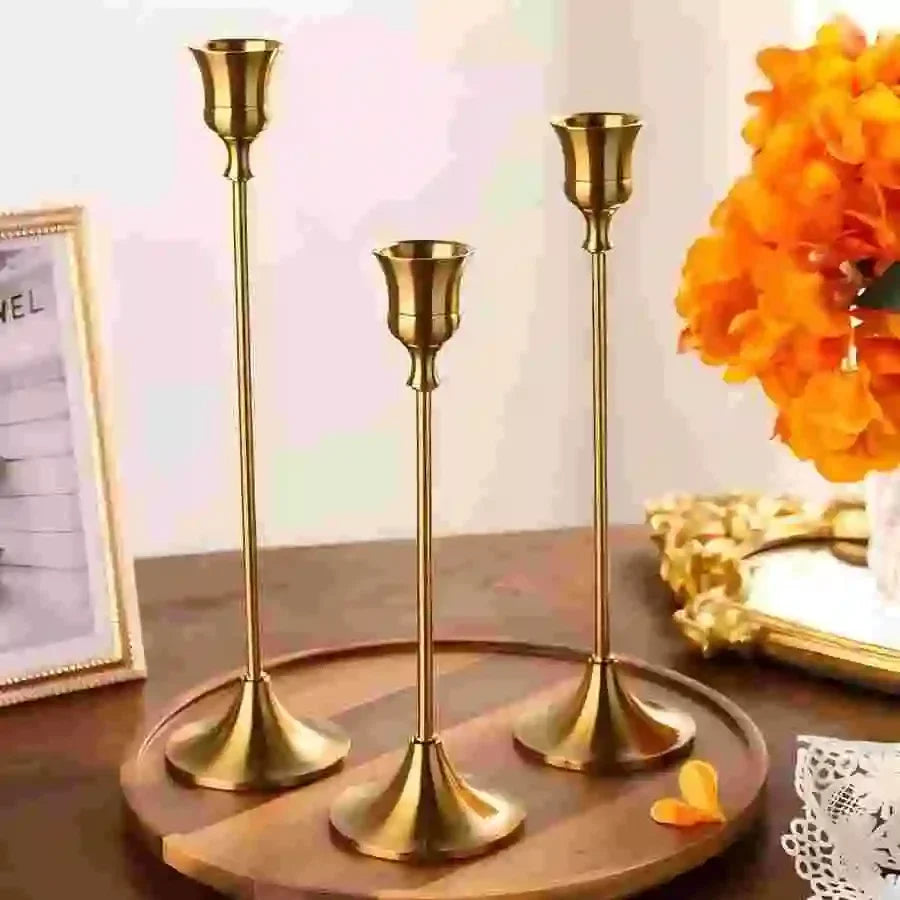 Vintage Metal Candle Holder Set