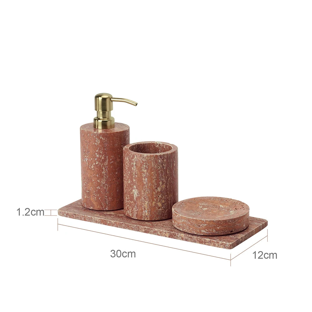 Red Travertine Bath Set