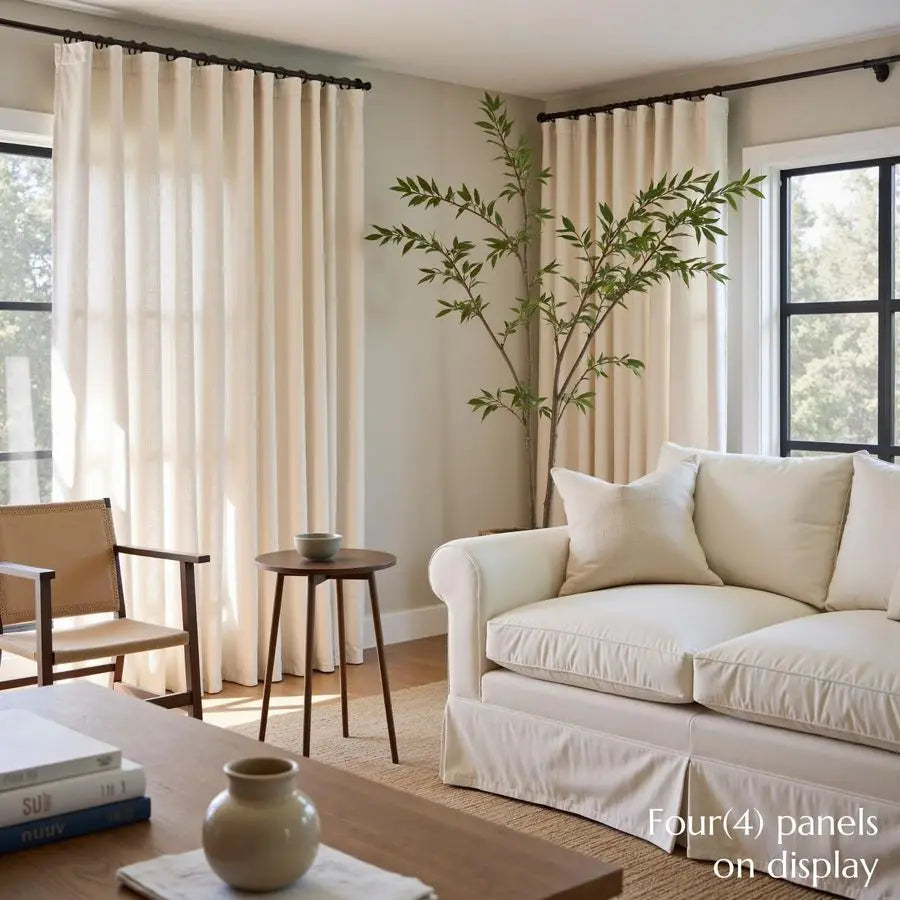Farmhouse Linen-Blend Semi-Sheer Curtains, 84"