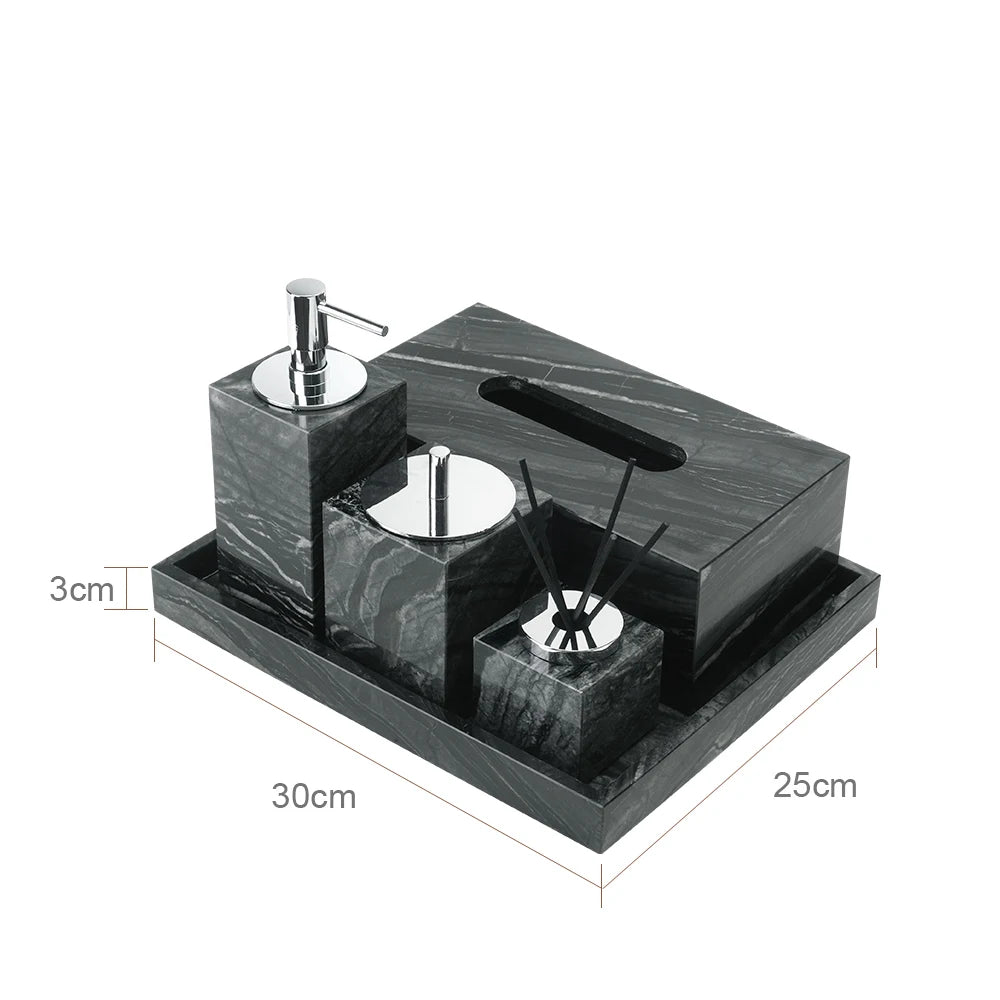 Black Marble Bathroom Set