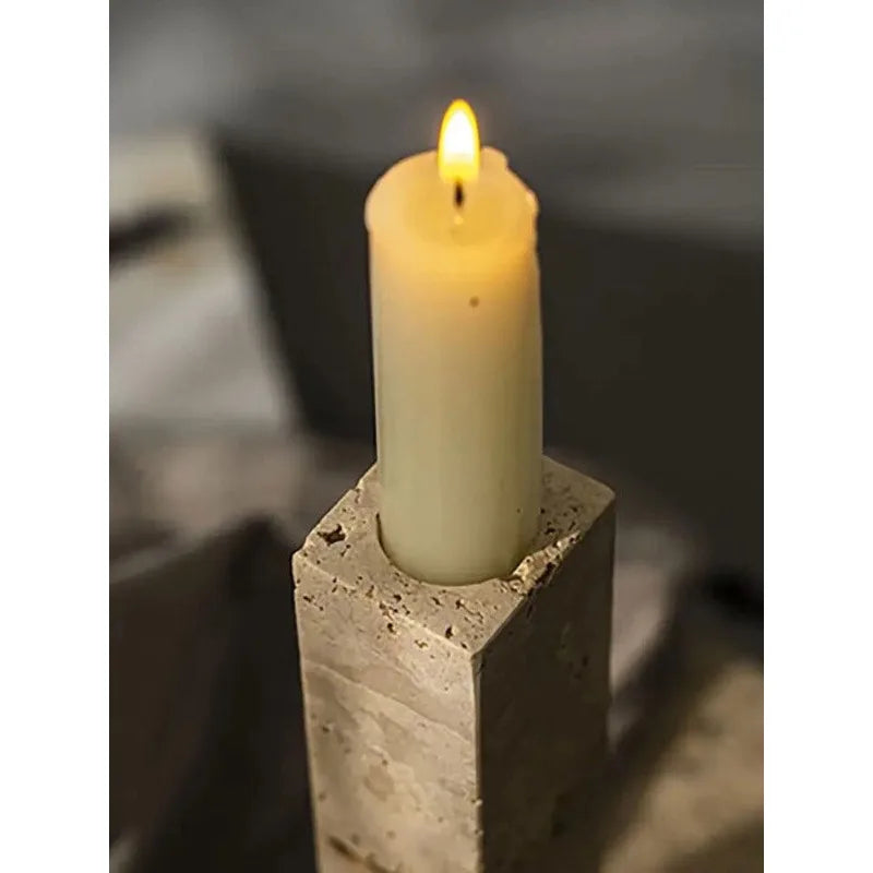 Minimalist Travertine Candle Holder