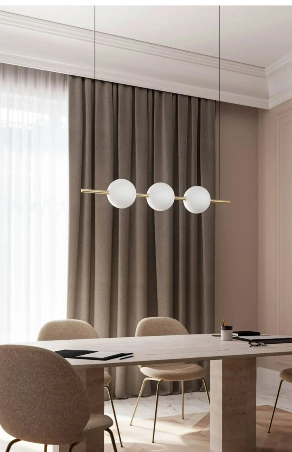 Minimalist Cement Linear Pendant Light