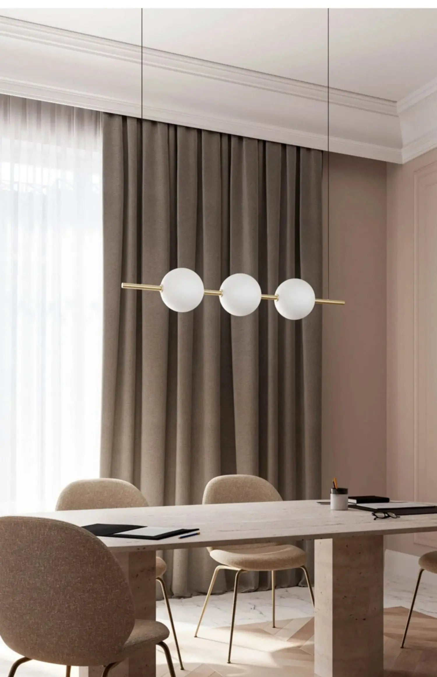 Minimalist Cement Linear Pendant Light