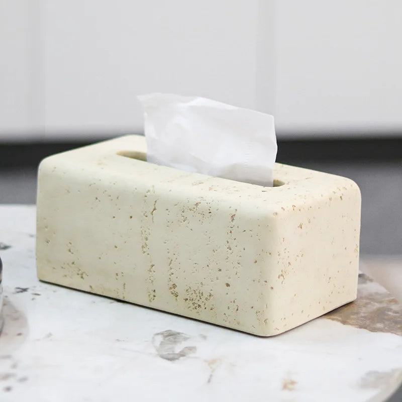 Wabi-Sabi Travertine Tissue Box