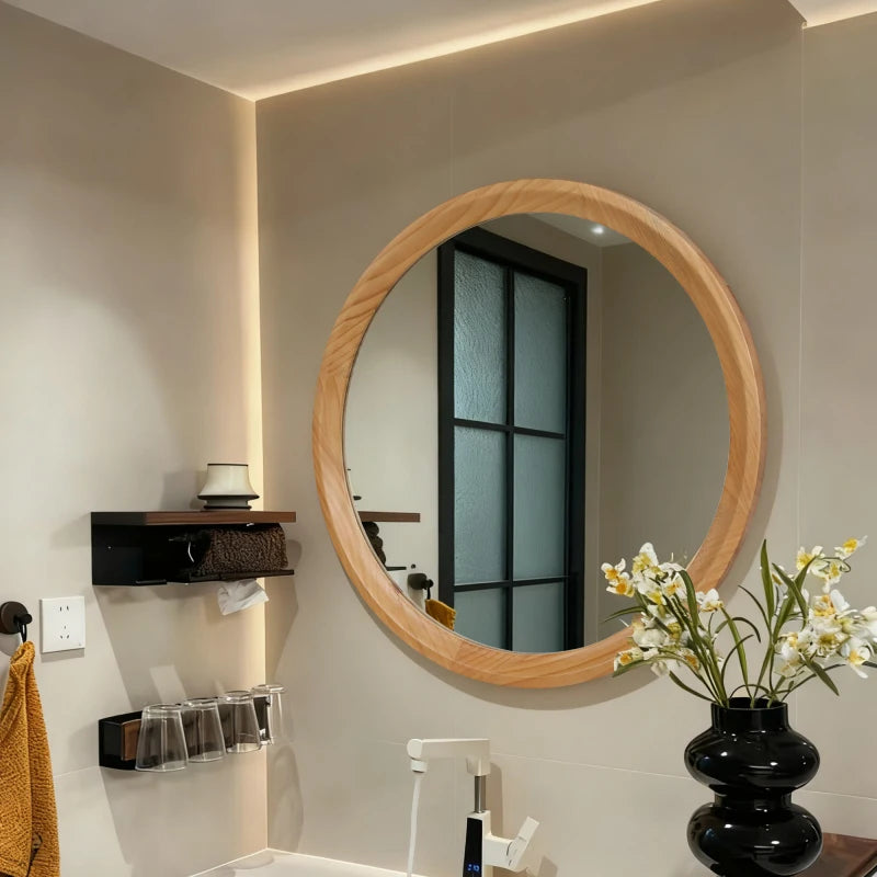 Minimalist Round Natural Magnifying Vanity Mirror