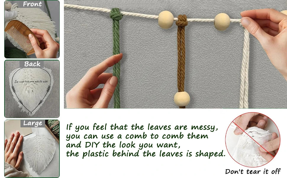 Leaf Tassel Macrame Panel