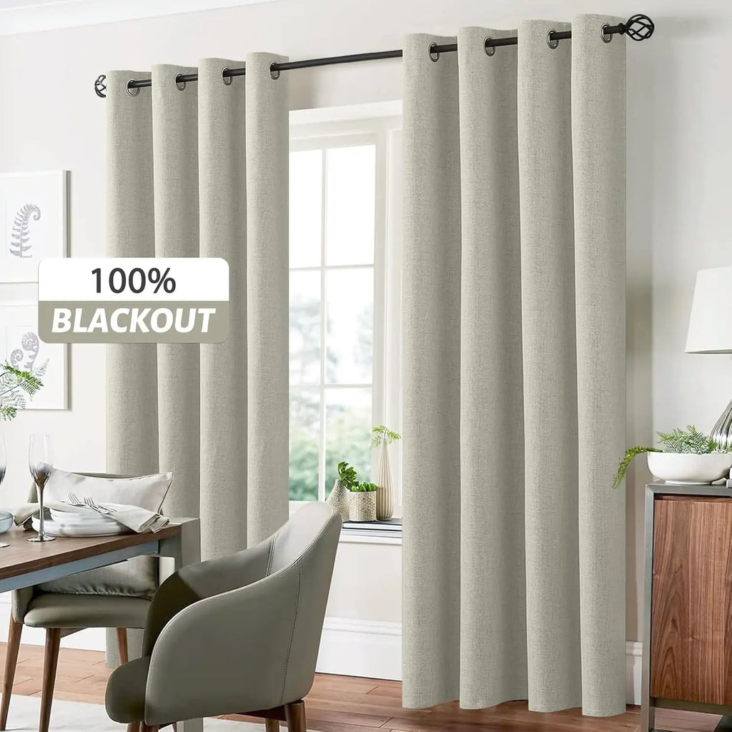 Modern Linen Blackout Curtains, 350cm