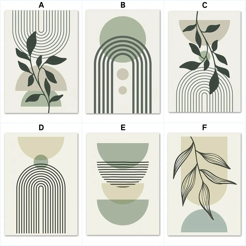 Boho Rectangular Sage Green Canvas Wall Art