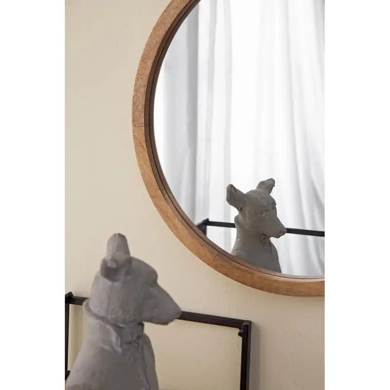 Japandi Round Brown Wall Mirror