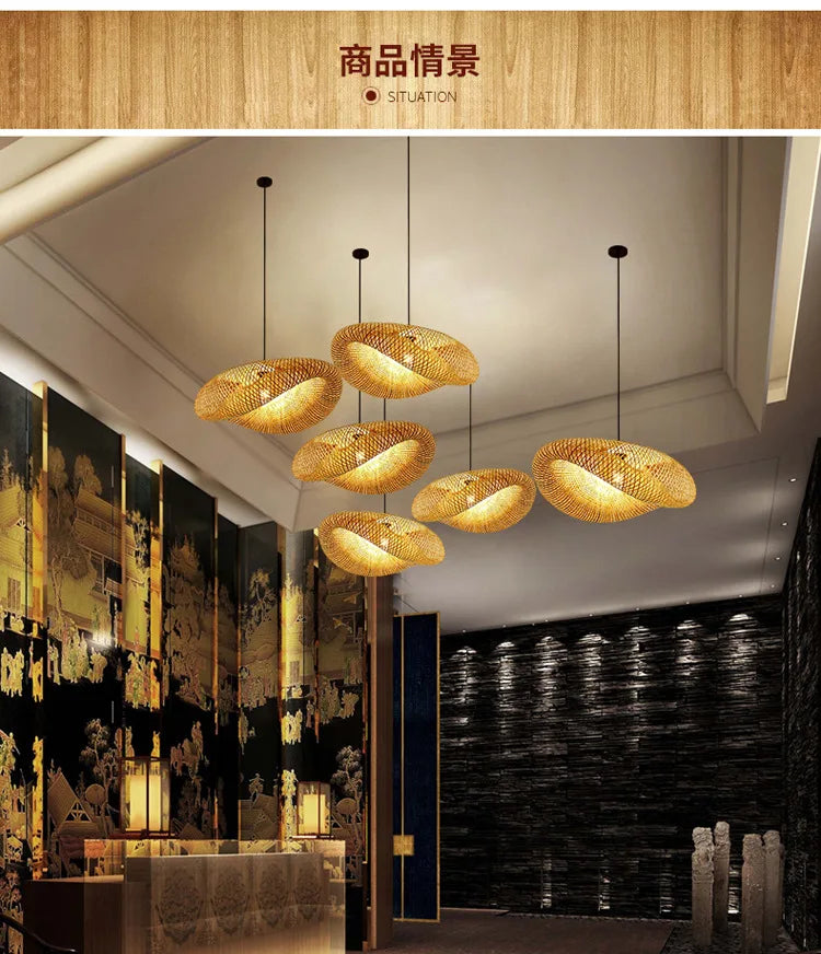 Retro Rattan Pendant Chandelier