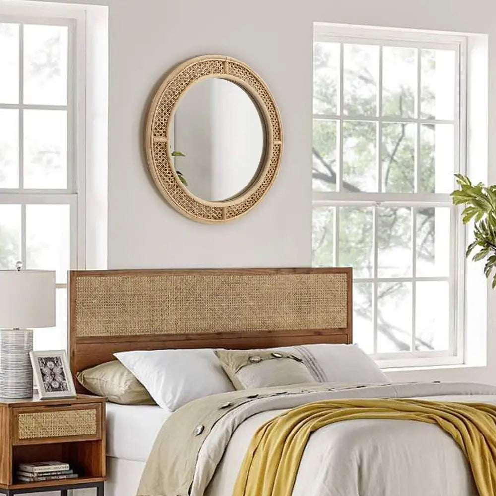 Boho Round Natural Wall Mirror