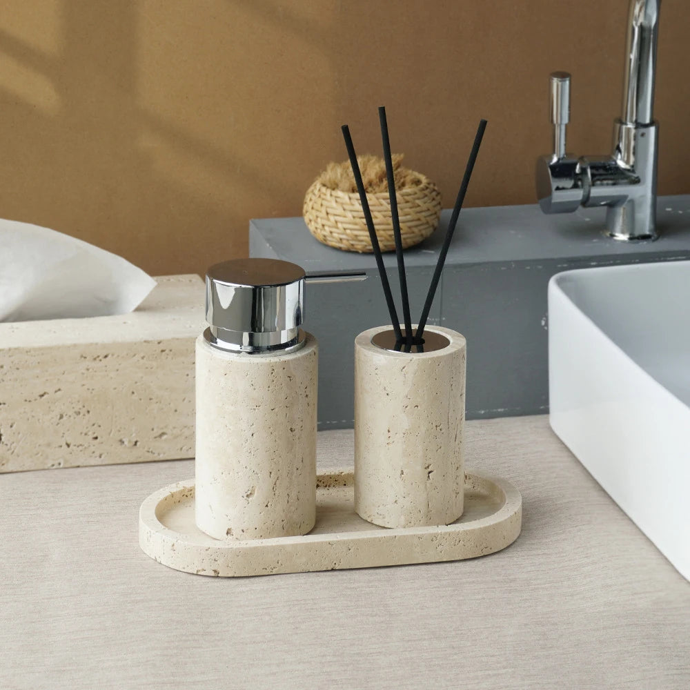 Beige Travertine Accessory Set