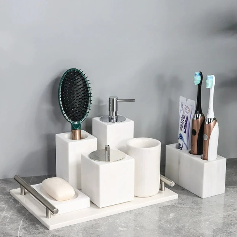 White Marble Bathroom Set