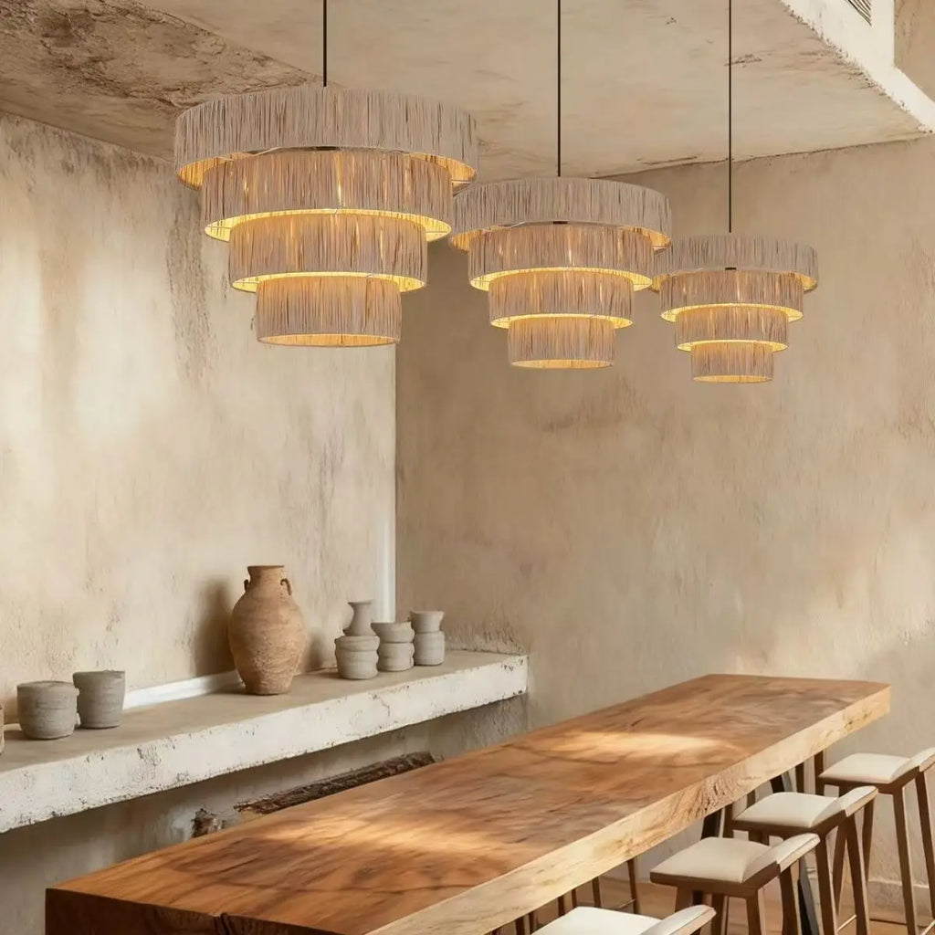 Wabi-Sabi Rattan Pendant Chandelier