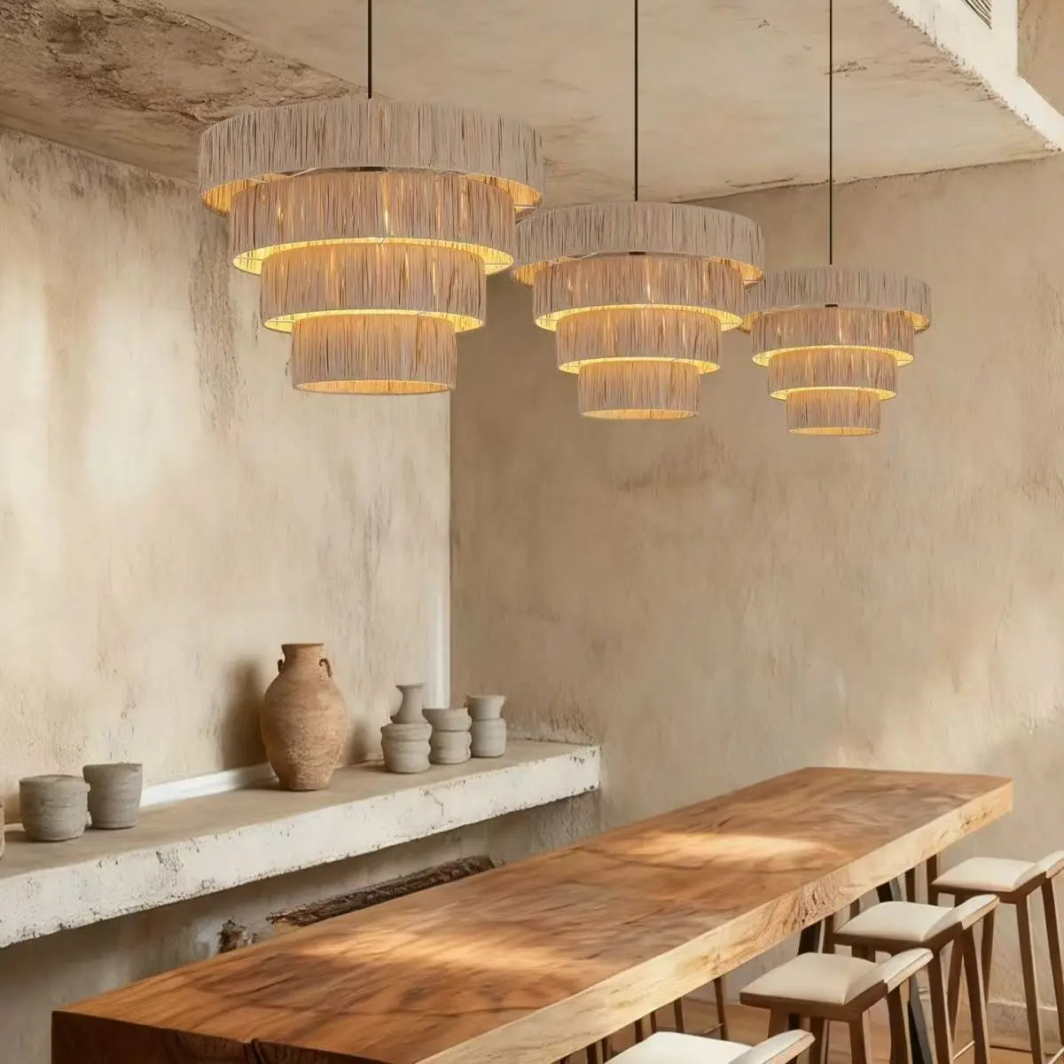 Wabi-Sabi Rattan Pendant Chandelier