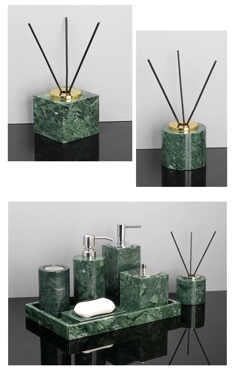 Indian Green Marble Bath Set