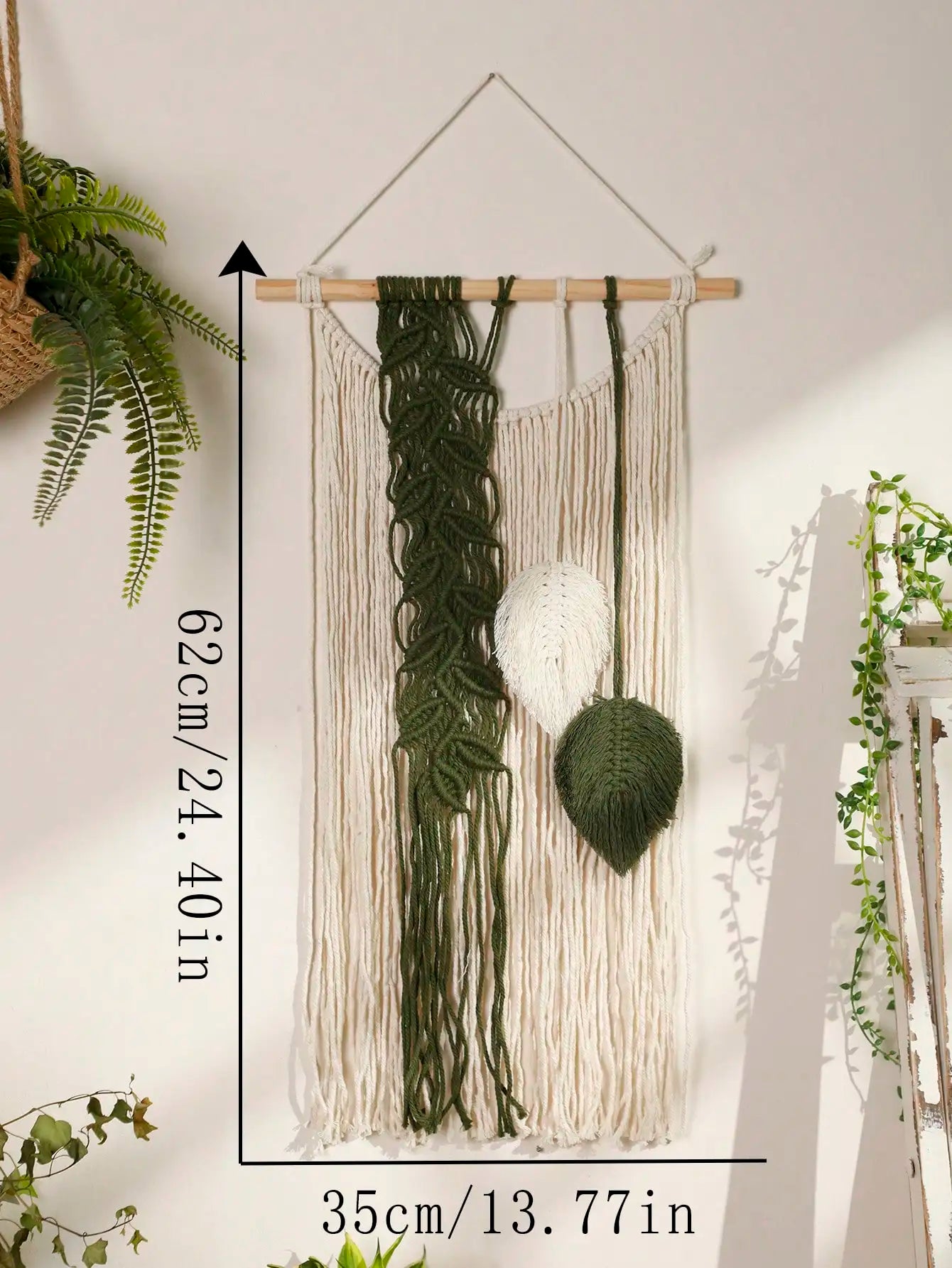 Beaded Leaf Macrame Hanging
