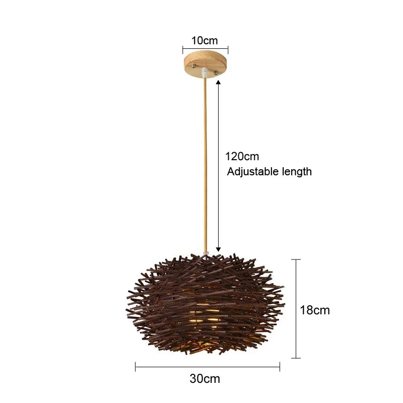 Retro Rattan Pendant Chandelier