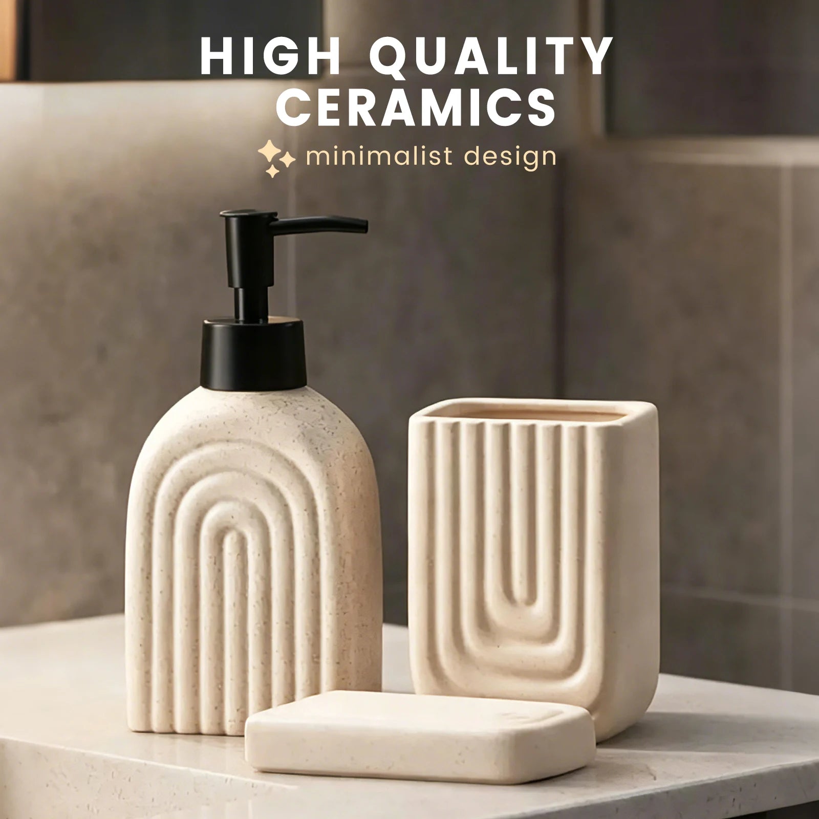 Embossed Ceramic Bath Set