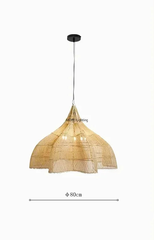 Wabi-Sabi Rattan Pendant Chandelier