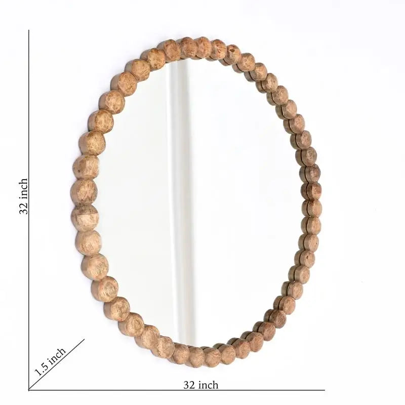 Boho Round Natural Wall Mirror