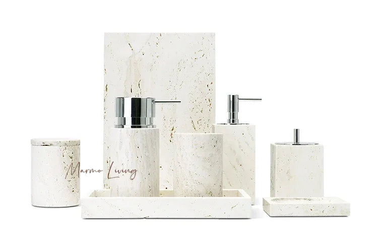 Beige Travertine Bath Set