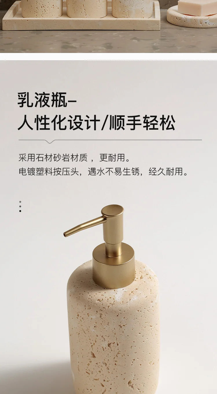 Travertine Bathroom Wash Set