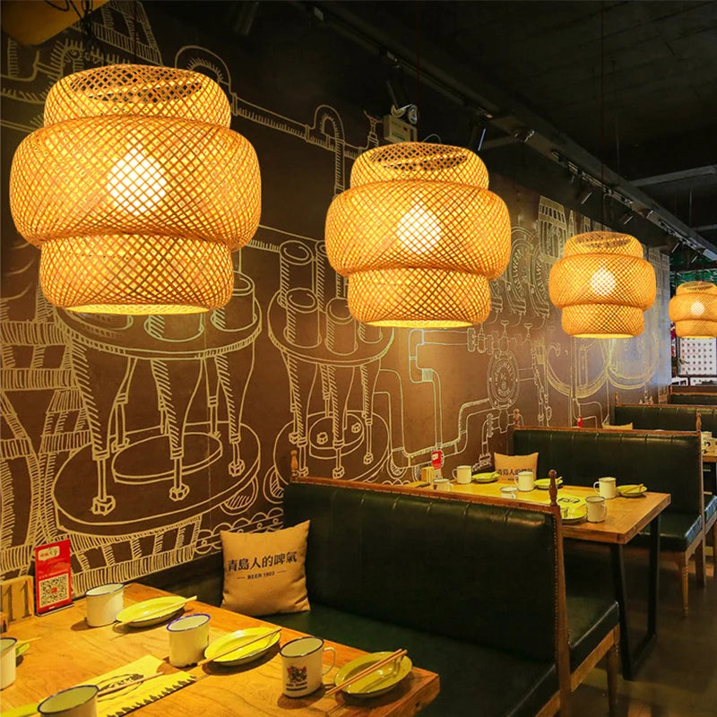 Vintage Rattan Pendant Chandelier