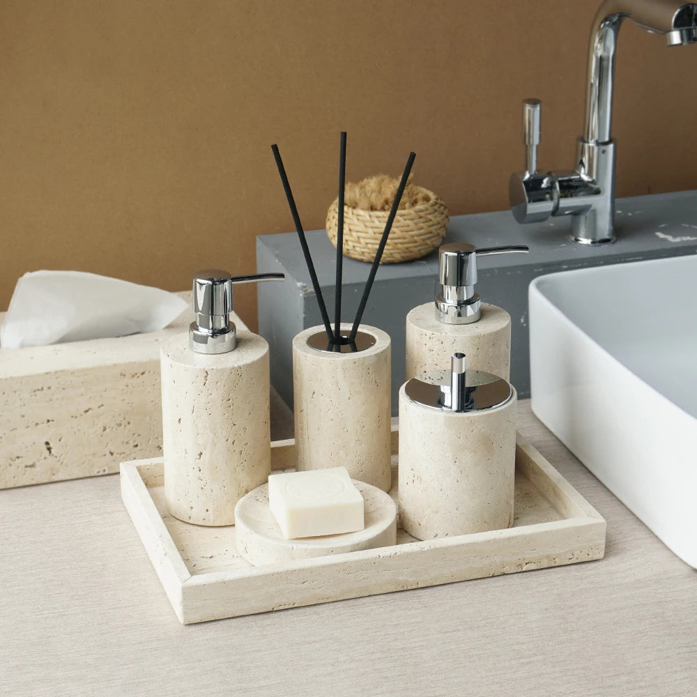Beige Travertine Accessory Set