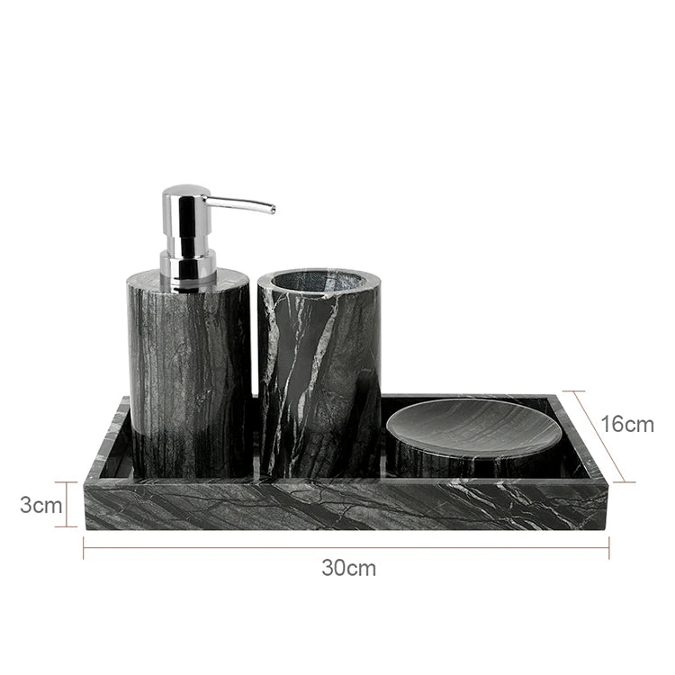 Black Marble Bath Accessory Set
