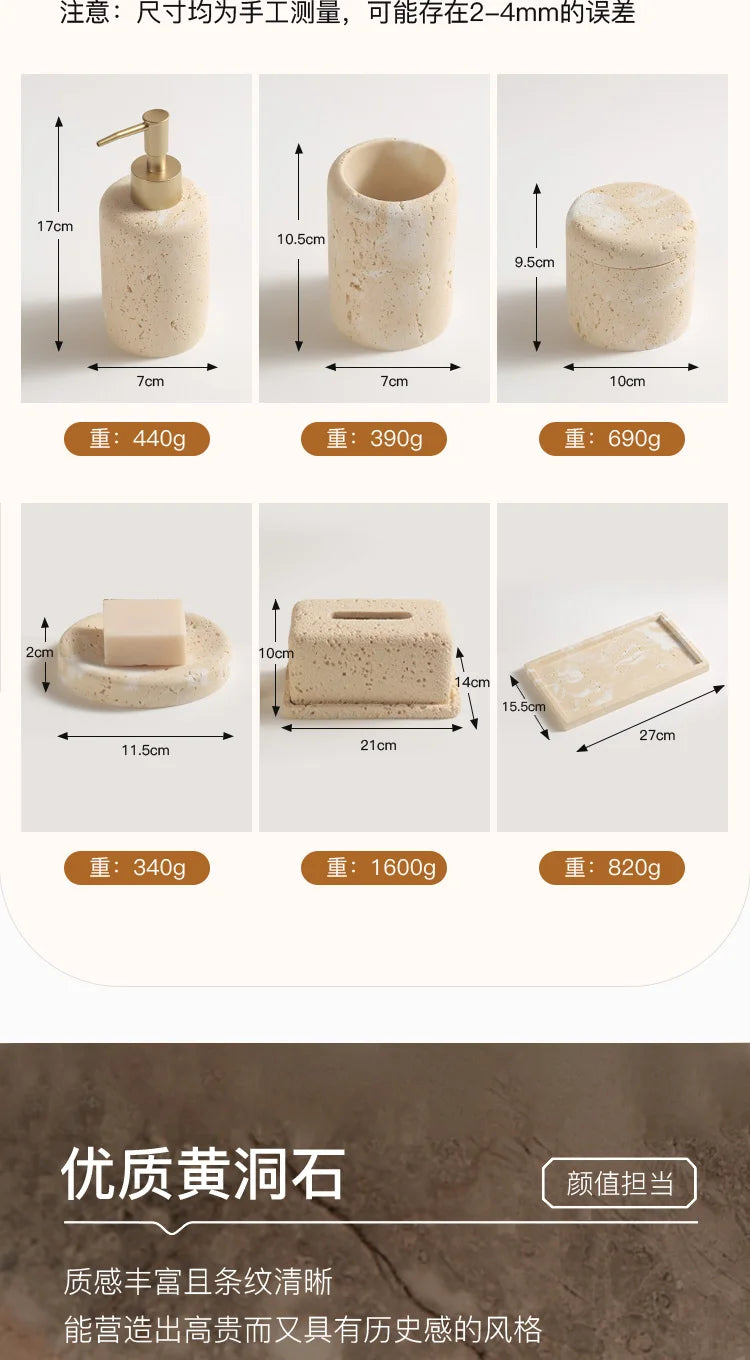 Travertine Bathroom Wash Set