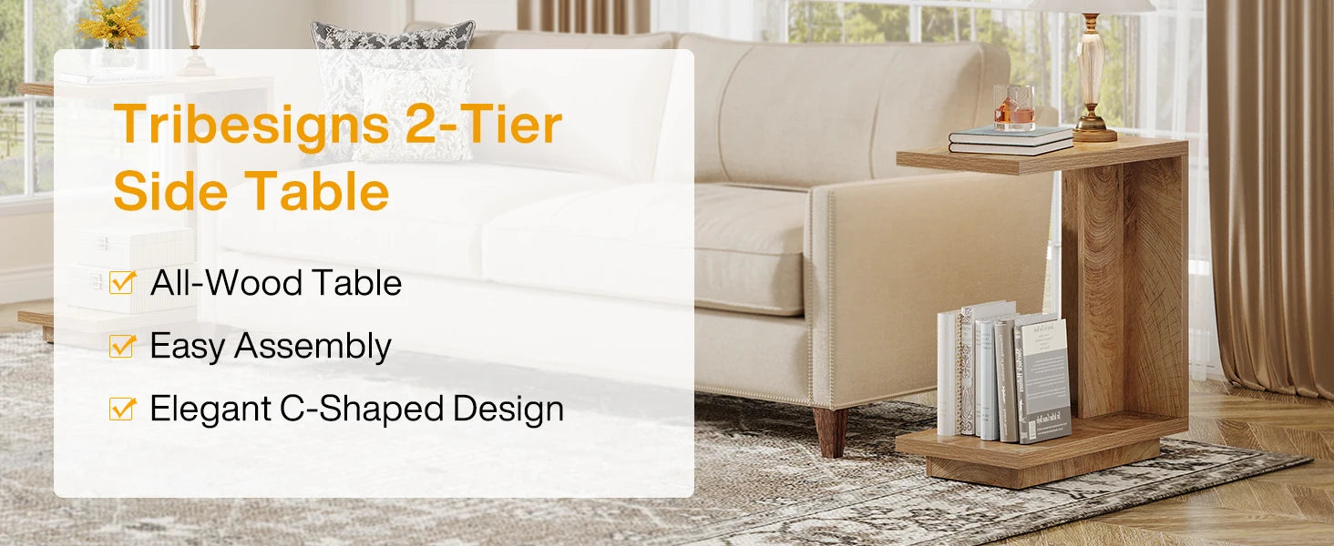 C-Shaped Sofa Side Table