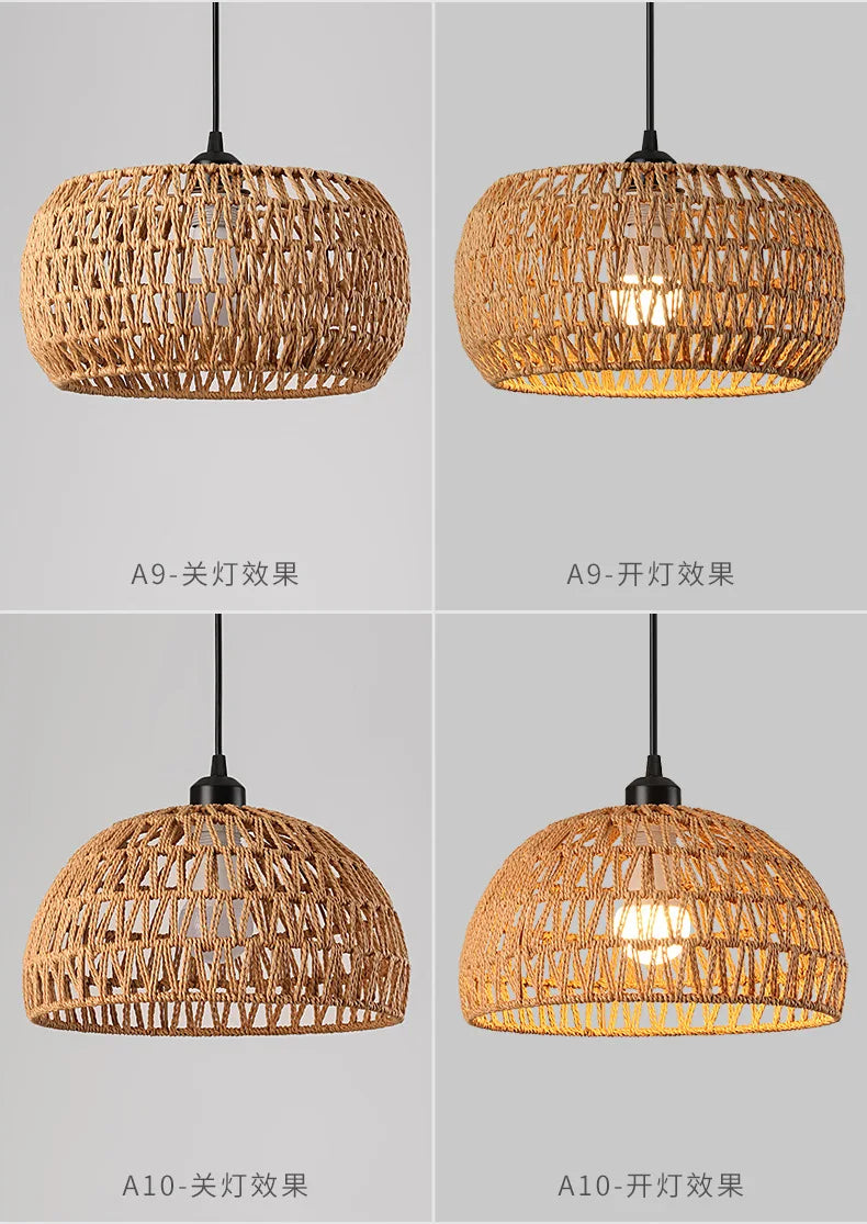 Retro Rattan Pendant Chandelier