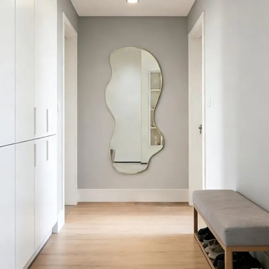 Modern Asymmetrical Gold Wall Mirror